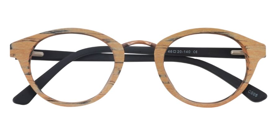 Inaya Brown Round Cheap Prescription Eyeglasses from Glasses People