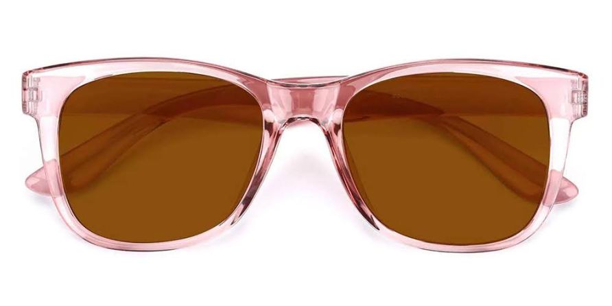 Naila Clear & Pink Square Prescription Sunglasses from GlassesPeople.com